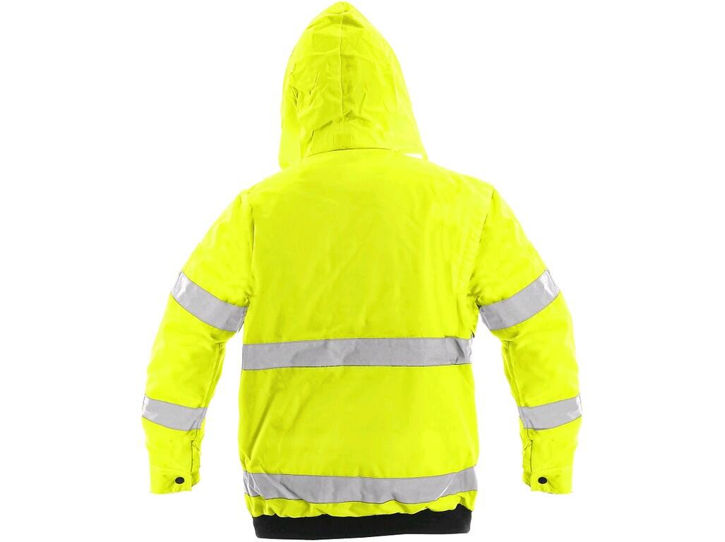 Jacket LEEDS: High visible padded jacket to the waist, 2in1, water-resistant and windproof, reflective tapes, taped seams, zipper fastening covered by trimming, removable sleeves…