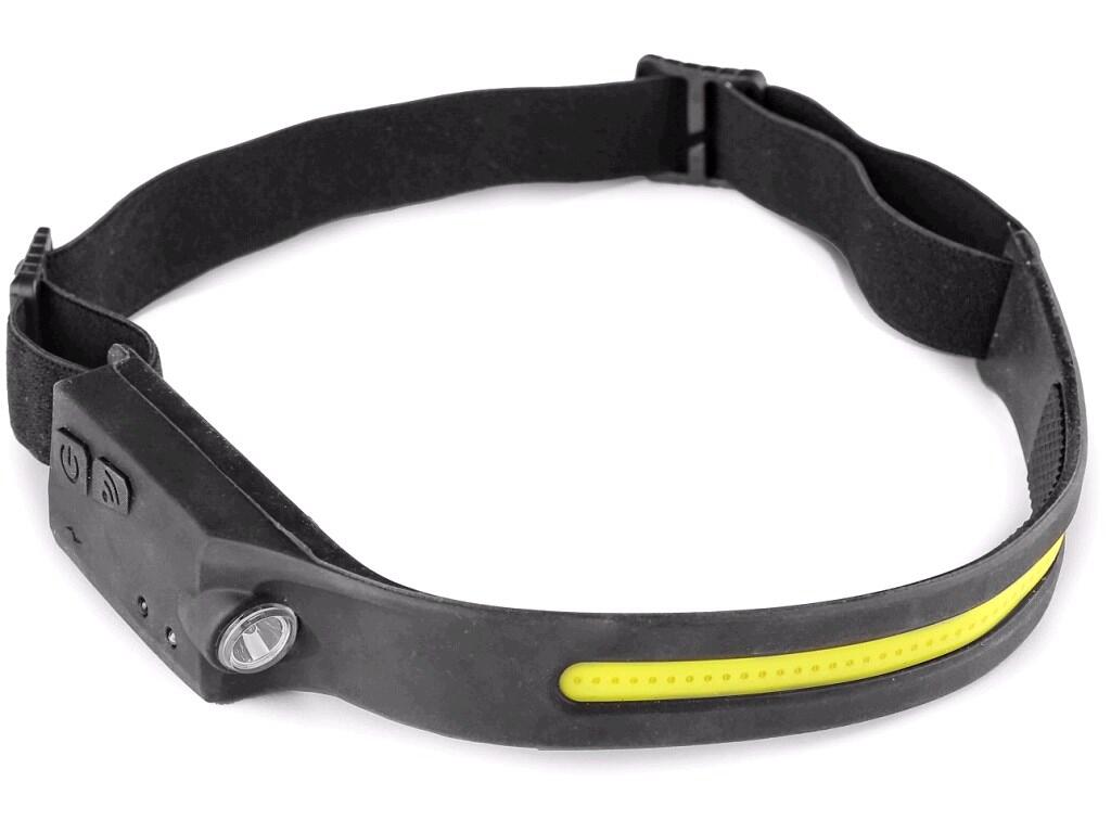 Headlamp CXS XPE LED / COB LED with LED strip: >Headlamp with XPE LED strip and COB LED side light, waterproof IP X4. It can be charged via USB-C cable included in the package. Mo…