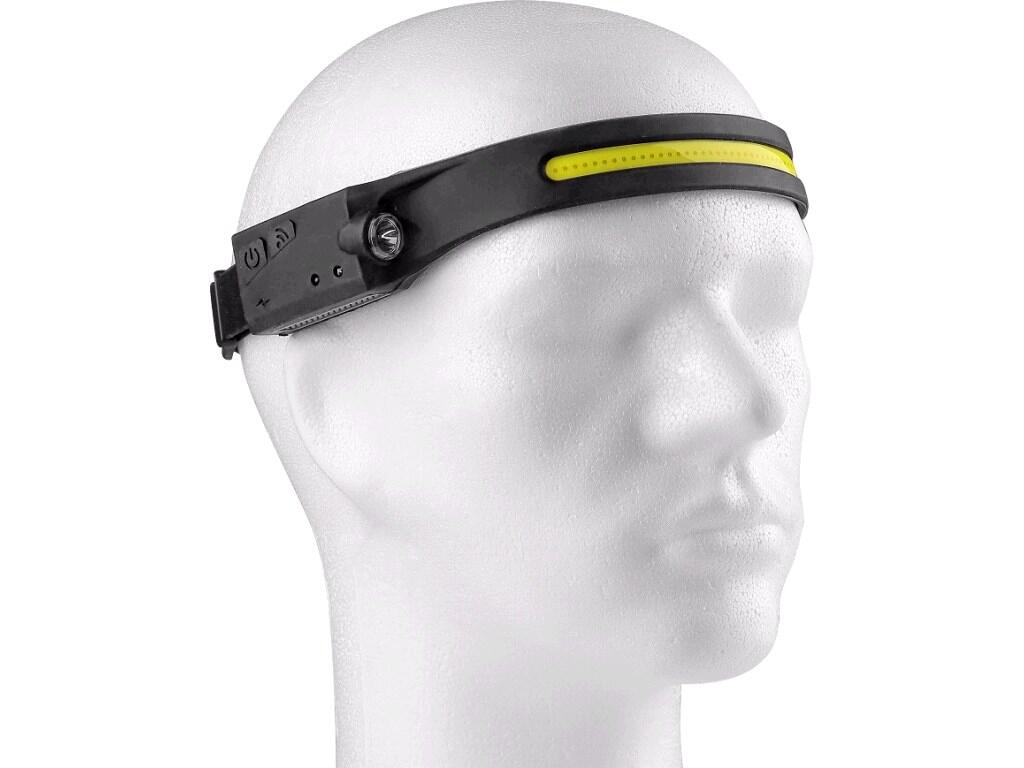 Headlamp CXS XPE LED / COB LED with LED strip: >Headlamp with XPE LED strip and COB LED side light, waterproof IP X4. It can be charged via USB-C cable included in the package. Mo…