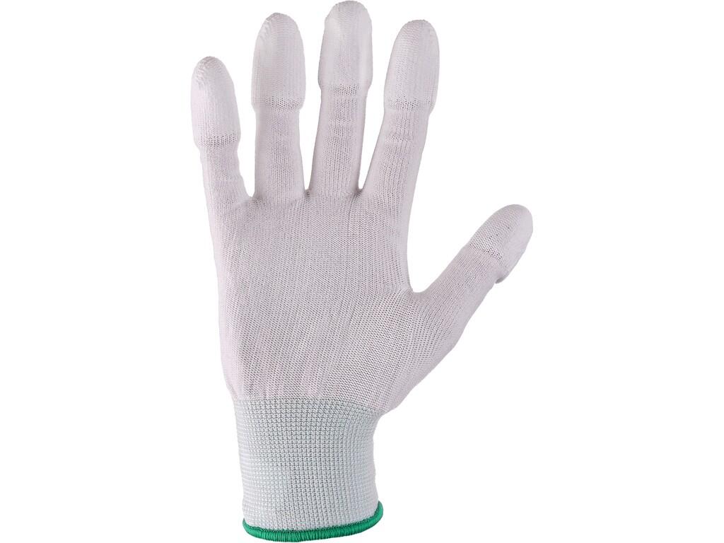 Gloves CXS SOLO: Knitted seamless gloves with elastic cuff and thin polyurethane layer on fingertips. Recommended application: automotive, electronics, logistics, warehouse, garde…
