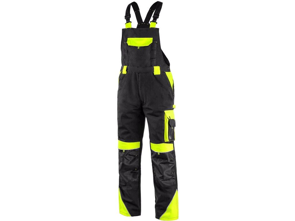 Bibpants CXS SIRIUS: Men’s working bib pants with flannel lining, bib flap pocket, waist with belt loops, rubber with button for size adjustment at the back, front pockets, multif…