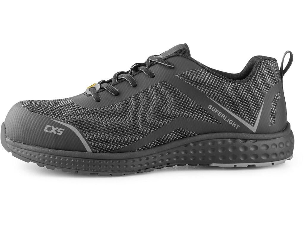 Low footwear CXS LAND BADU O1 ESD: Low ultralight ESD footwear with breathable upper and reflective accessories. Material: combined upper in lightweight and breathable knit with K…