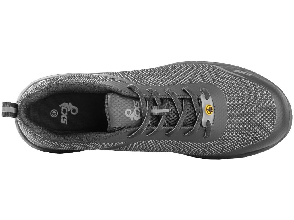 Low footwear CXS LAND BADU O1 ESD: Low ultralight ESD footwear with breathable upper and reflective accessories. Material: combined upper in lightweight and breathable knit with K…