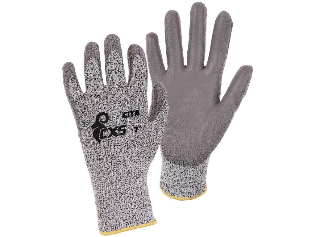 Gloves CXS CITA: Code: 0001-V6 Name: Gloves CITA Description: (material) Cut resistant, seamless Dyneema®, Lycra® and nylon jersey, palm and fingers dipped in Polyurethan. Size: 7…