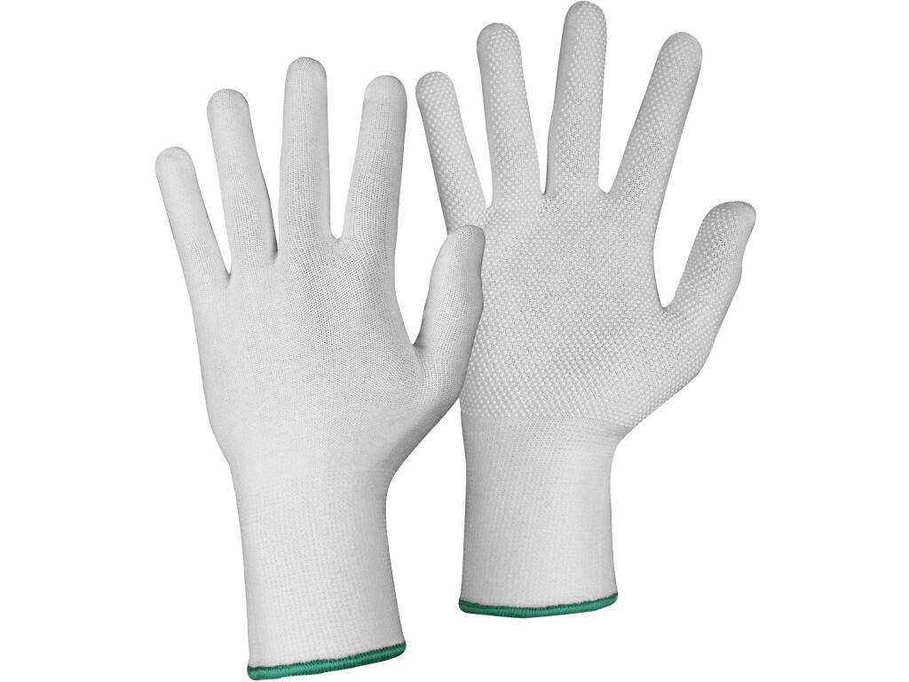 Gloves CXS TEWI: Comfortable textile seamless gloves. PVC dots in palm and fingers. Elastic knitted cuff. The gloves are determined for contact with dry food types for up to 30 mi…