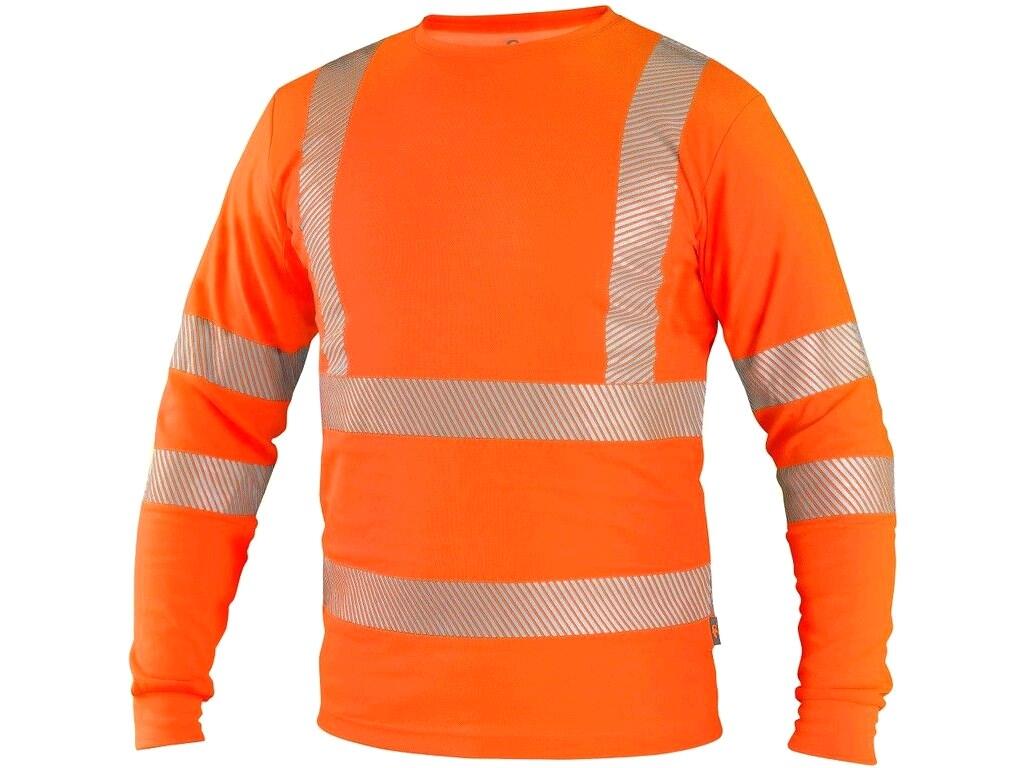 T-shirt CXS OLDHAM: Men’s high visible T-shirt, round neck, stabilizing neck tape, side seams, mesh underarm, segmented reflective tapes: 2 horizontal, 2 vertical (5cm wide). UV p…