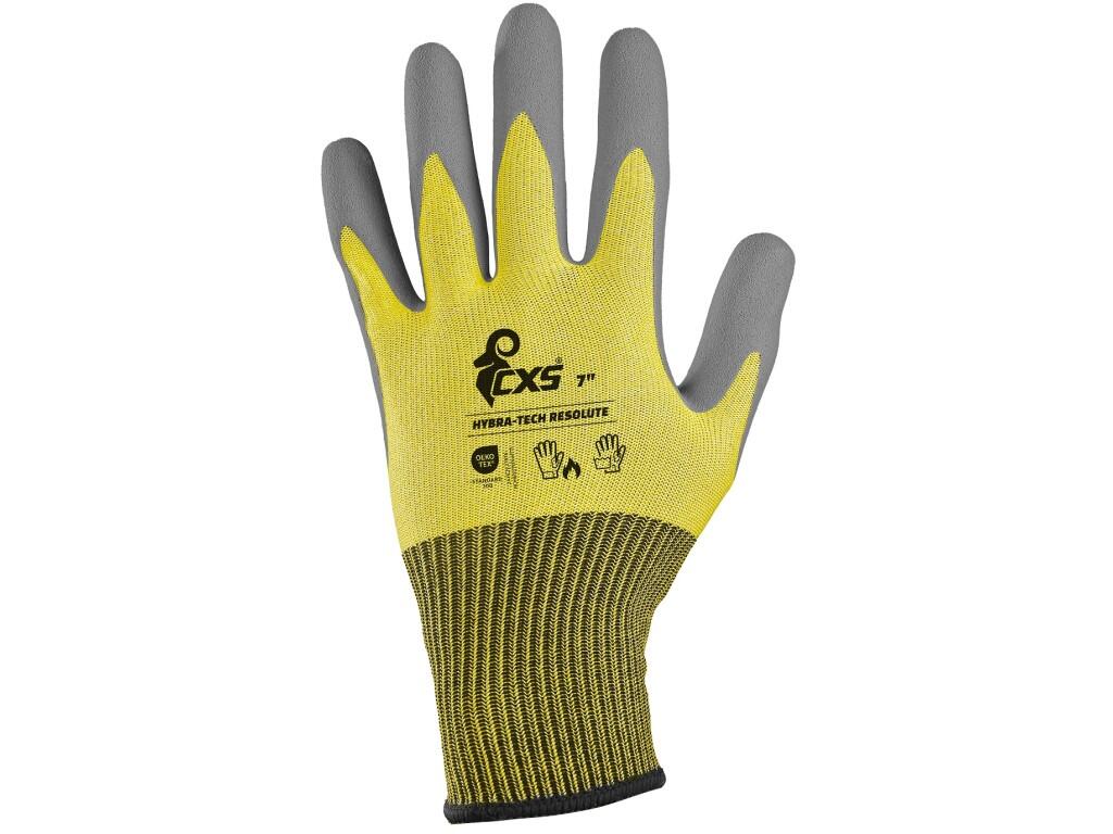 Gloves CXS HYBRA-TECH RESOLUTE: Seamless gloves made of elastic nylon knit. Palm and fingers coated with Soft-Pro latex with sandy finish for better grip and manipulation, while a…