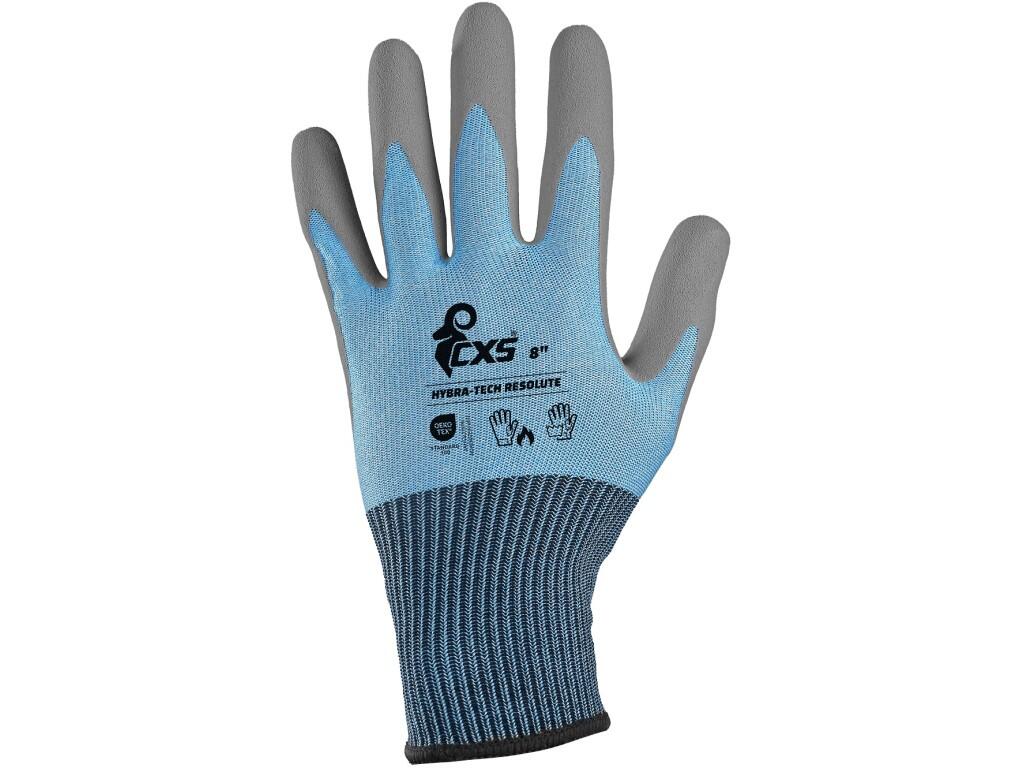 Gloves CXS HYBRA-TECH RESOLUTE: Seamless gloves made of elastic nylon knit. Palm and fingers coated with Soft-Pro latex with sandy finish for better grip and manipulation, while a…