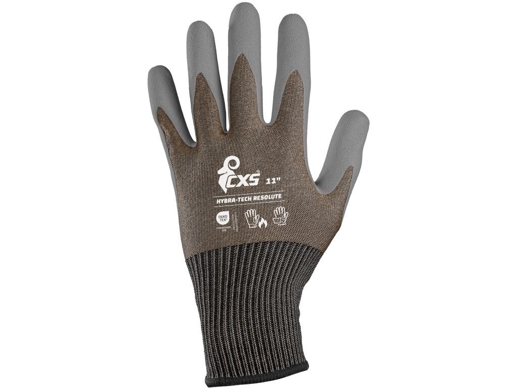 Gloves CXS HYBRA-TECH RESOLUTE: Seamless gloves made of elastic nylon knit. Palm and fingers coated with Soft-Pro latex with sandy finish for better grip and manipulation, while a…
