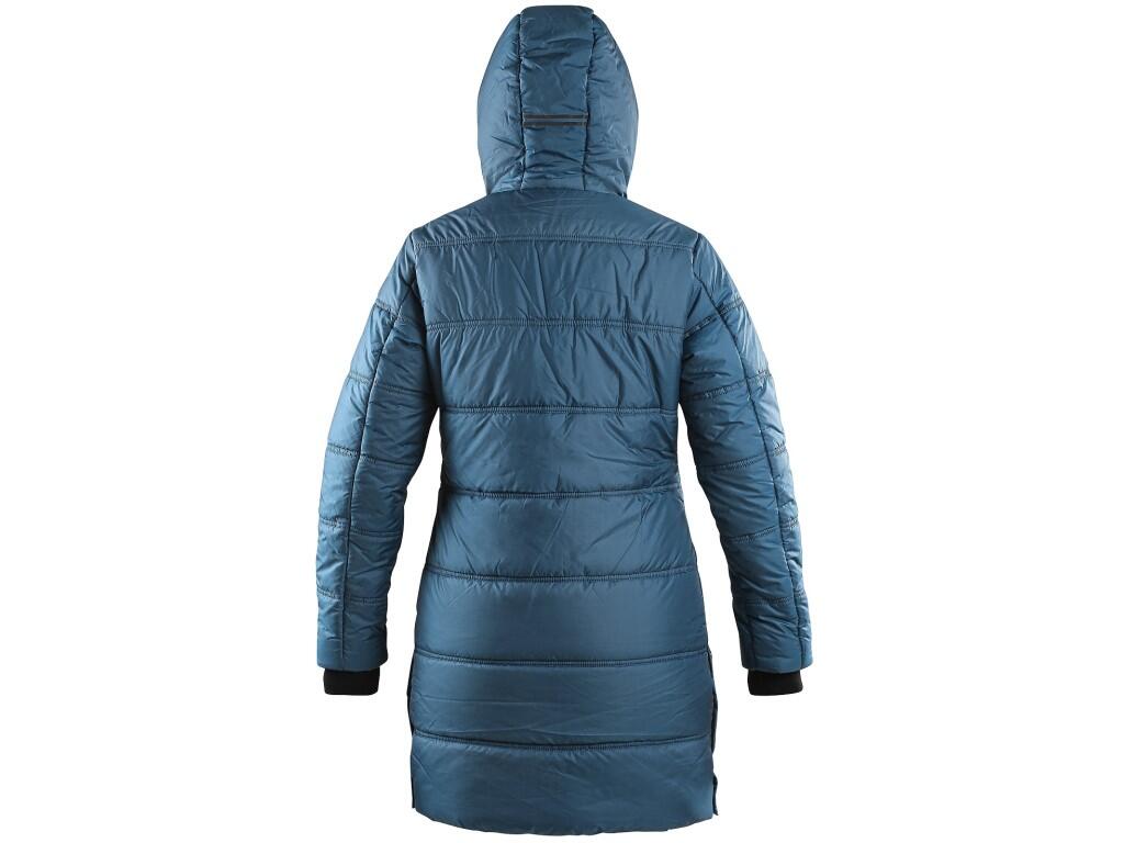 Coat CXS WICHITA: Ladies’ padded coat with a hood, a two-way zipper and bottom side slits. Side zipper pockets, sleeves to the elastic cuff, black reflective accessories on the ho…