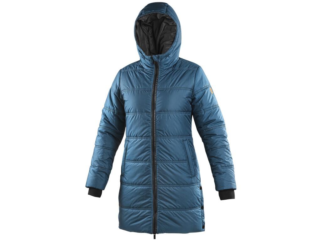 Coat CXS WICHITA: Ladies’ padded coat with a hood, a two-way zipper and bottom side slits. Side zipper pockets, sleeves to the elastic cuff, black reflective accessories on the ho…