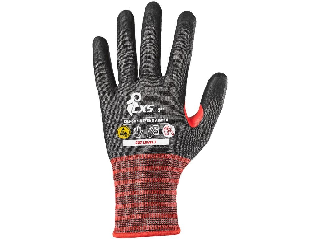Gloves CXS CUT-DEFEND ARMEX cut-resistant: Cut-resistant ESD gloves with cut protection level F, antistatic and ESD properties. Internal resistance: Rv < 1.0 x 10⁸ Ω. The palm and…