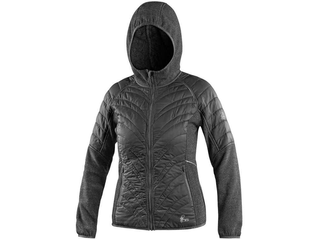 Jacket CXS TAMPA: Ladies’ leisure jacket made from a combination of materials. The quilted sections are lightly insulated, while the hood, sides, and sleeves are made from soft kn…