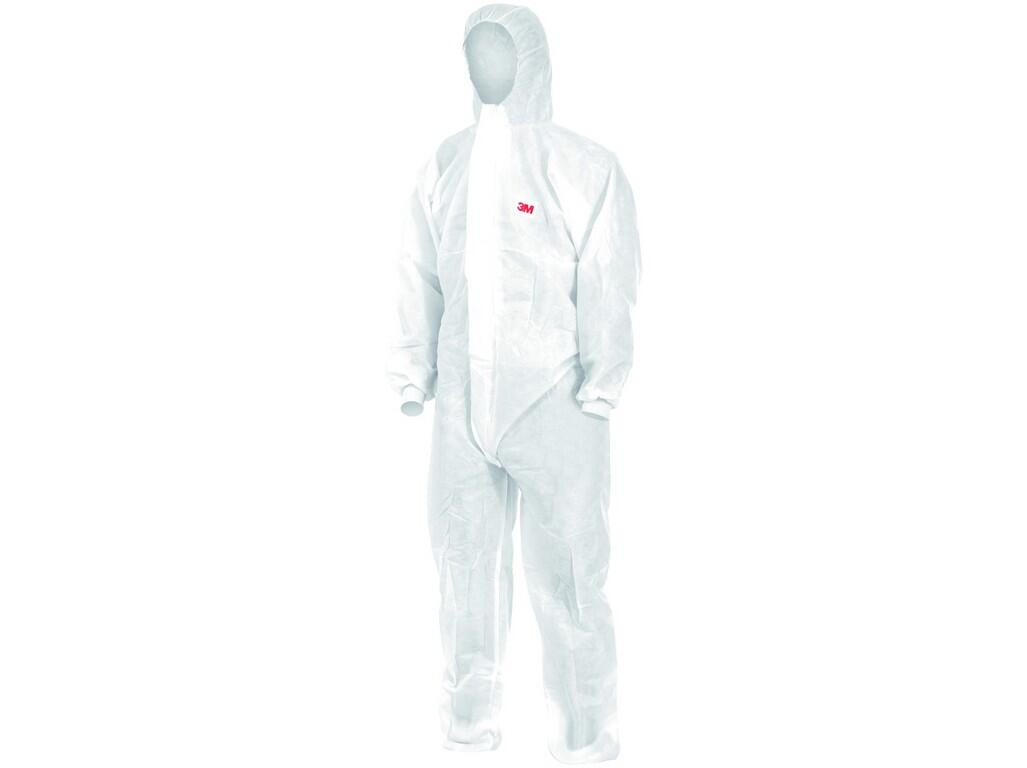 Overal 3M 4520: Disposable protective hooded clothing, antistatic, no silicons, cat. III, type 5B,6B. Protection against water, chemical solutions, asbestos and dust.