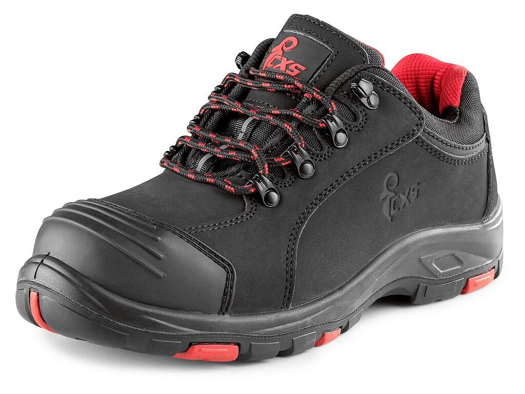 Low footwear CXS ROCK APLIT S3: Safety leather low shoe with a steel toe cap and insole, featuring a PVC reflective strip. Material: upper made of hydrophobic smooth nubuck leathe…