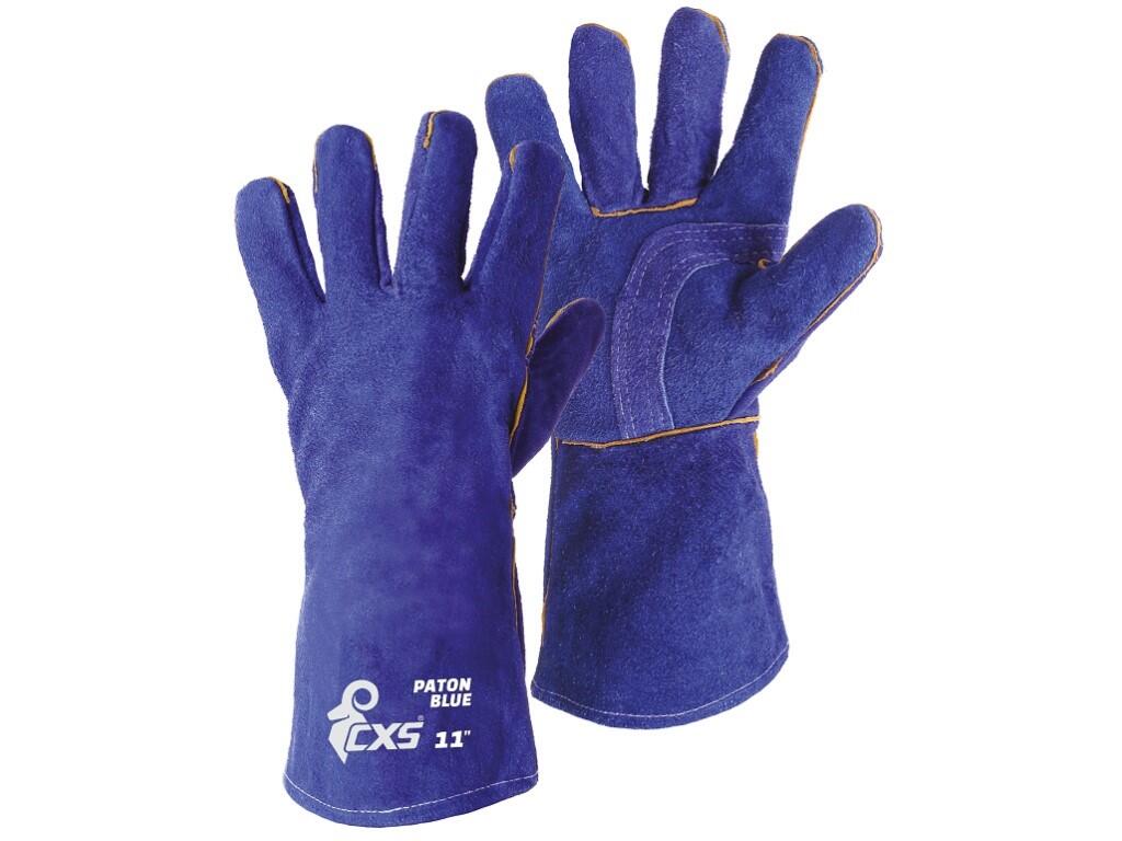 Gloves CXS PATON BLUE: Welding gloves with cotton lining in the palm, seams covered with yellow leather, sewn with kevlar threads, reinforced palm. Recommended applications: metal…