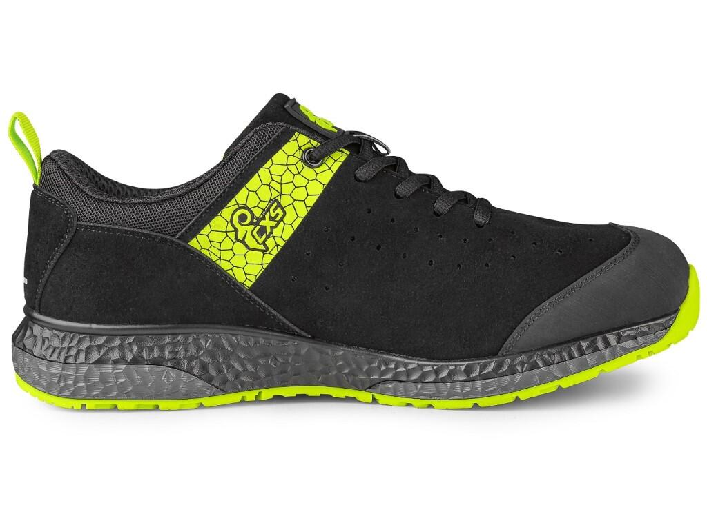 Low footwear CXS FIBELINE DORSATA O2: Durable, comfortable, and designed for tough conditions. This low-cut ESD shoe with reflective elements features a brushed, water-repellent m…