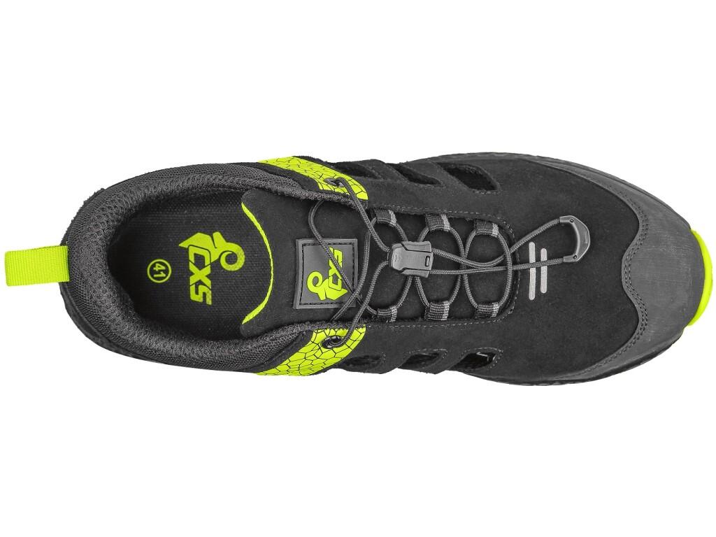 Low footwear CXS FIBELINE FLOREA S1PS: Durable, comfortable, and designed for tough conditions. This perforated low-cut ESD shoe with reflective elements and a quick-lacing system…