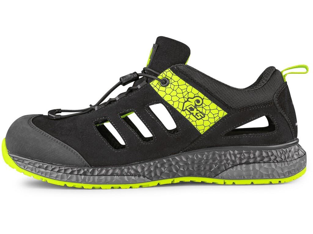 Low footwear CXS FIBELINE FLOREA O1: Durable, comfortable, and designed for tough conditions. This perforated low-cut ESD shoe with reflective elements and a quick-lacing system f…