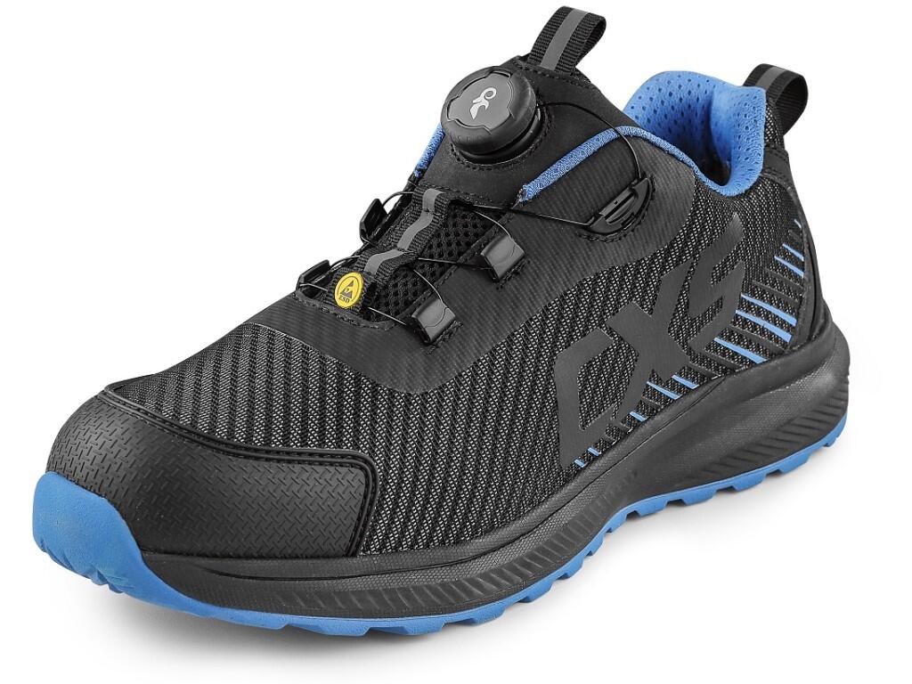 Low footwear CXS ISLAND NEVIS O1 ESD: ESD work shoe with a breathable upper and reflective accessories. A special tightening system allows for quick adjustment and release. Materi…