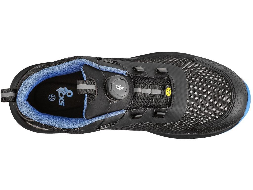 Low footwear CXS ISLAND NEVIS O1 ESD: ESD work shoe with a breathable upper and reflective accessories. A special tightening system allows for quick adjustment and release. Materi…