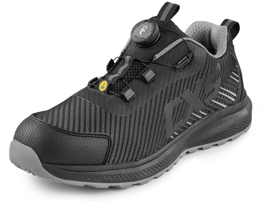 Low footwear CXS ISLAND SABA S1PS ESD: Safety ESD work shoe with a breathable upper, composite toe cap and textile antipenetrating insole, reflective accessories. A special tighte…