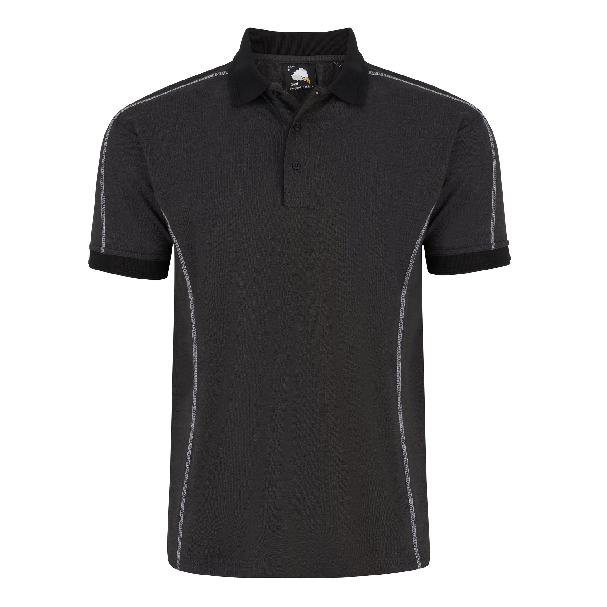 Crane Poloshirt Charcoal Melange - Black Front