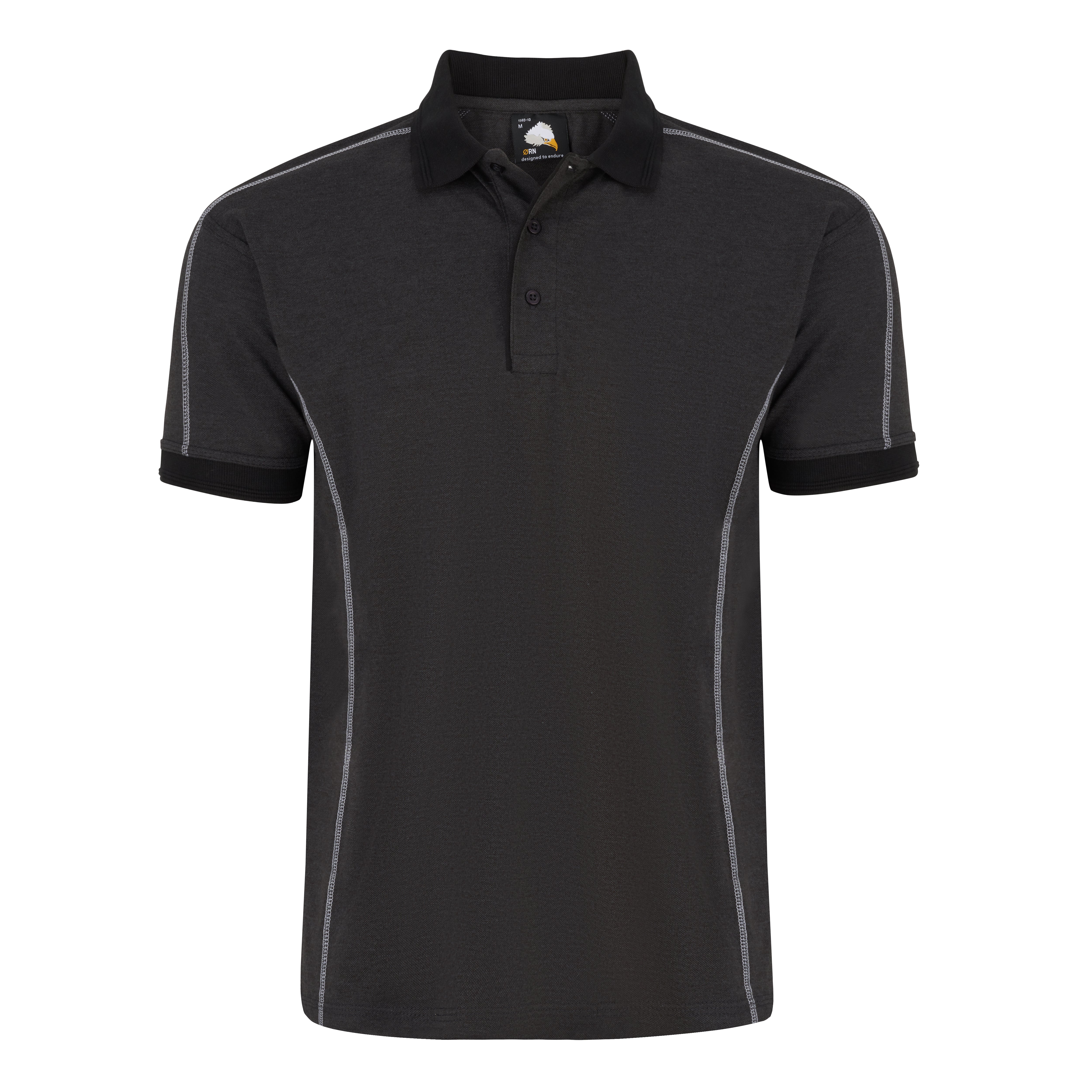 Crane Poloshirt Charcoal Melange - Black Front