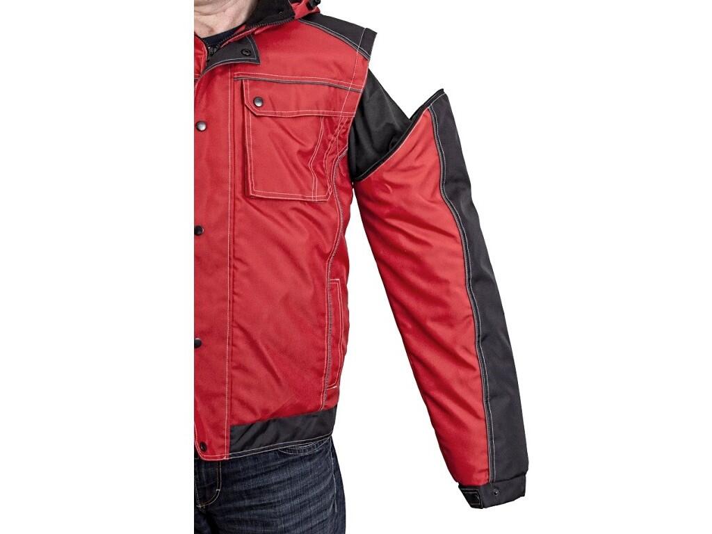 Jacket CXS IRVINE: Men’s padded jacket 2 in 1, zipper covered by trimming, detachable hood, fleece collar, detachable sleeves, sleeves with regulated wristband, plastic loop under…
