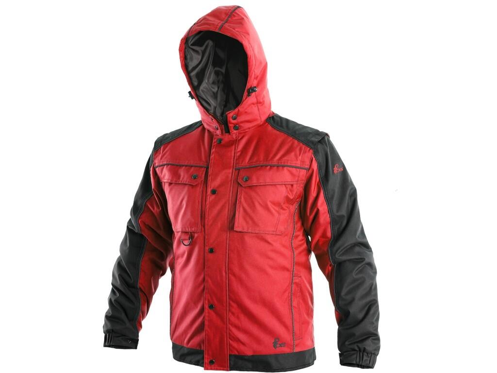 Jacket CXS IRVINE: Men’s padded jacket 2 in 1, zipper covered by trimming, detachable hood, fleece collar, detachable sleeves, sleeves with regulated wristband, plastic loop under…