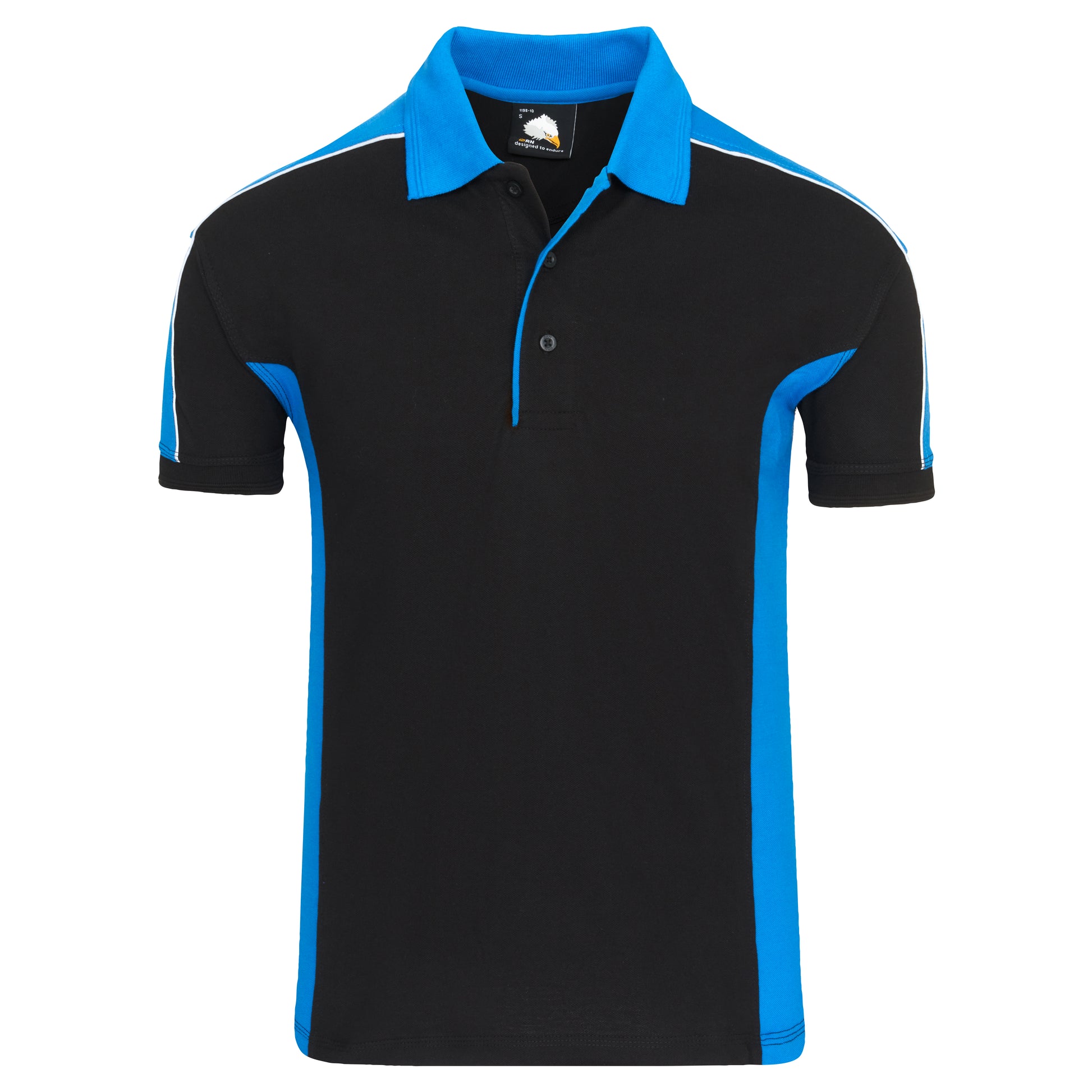 Avocet Poloshirt Black - Reflex Blue Front