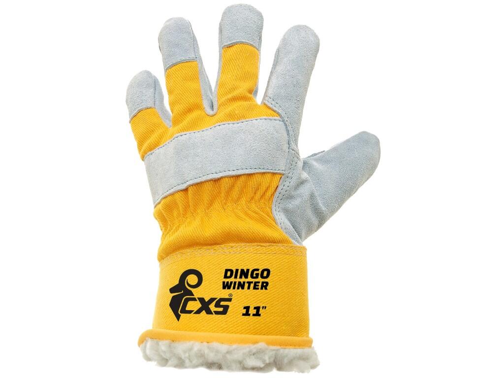 Gloves CXS DINGO WINTER: Combined quality gloves made of one piece of thick leather, plush padding. Recommended application: light industry, hobby, construction, engineering, agri…