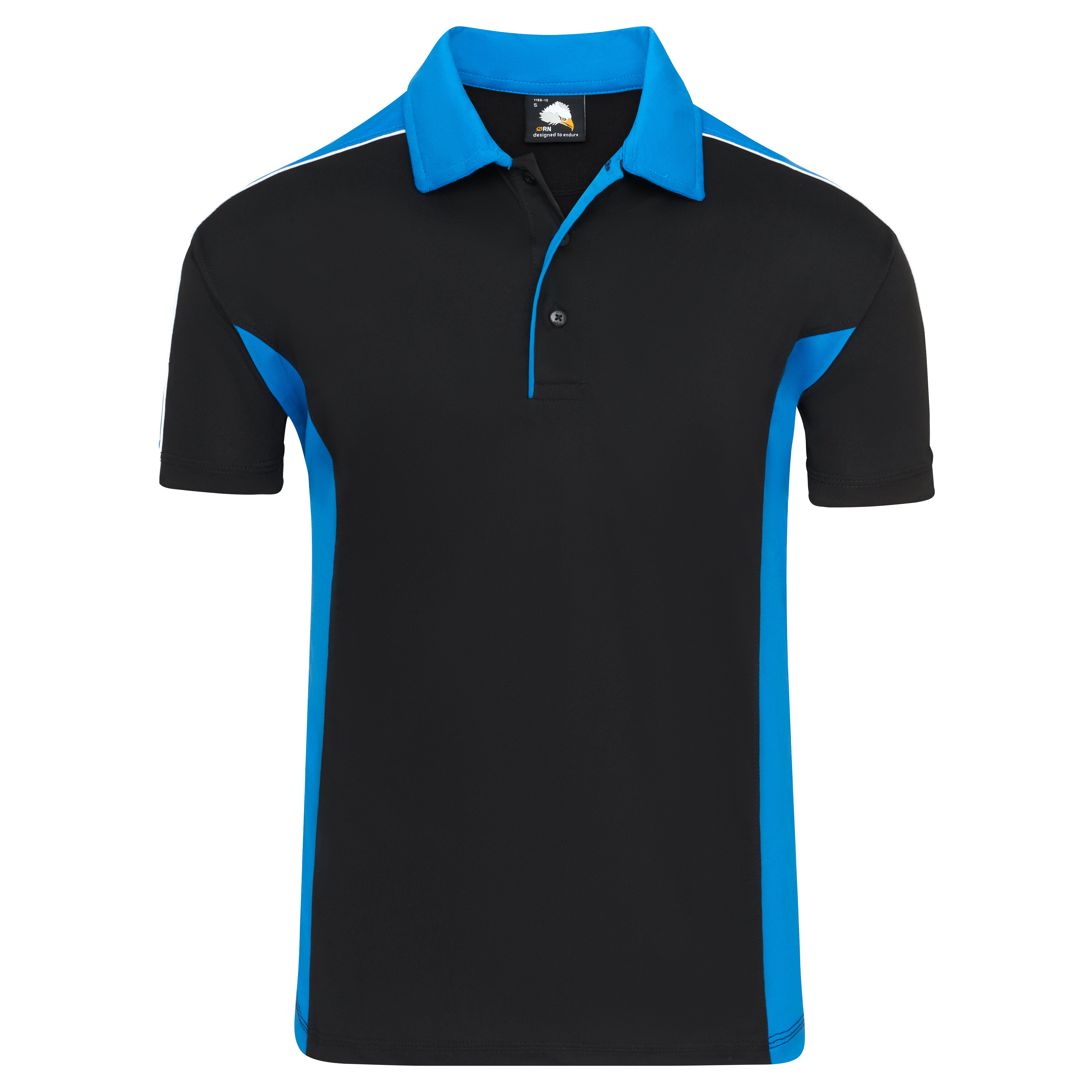 Avocet Wicking Poloshirt Black - Reflex Blue Front
