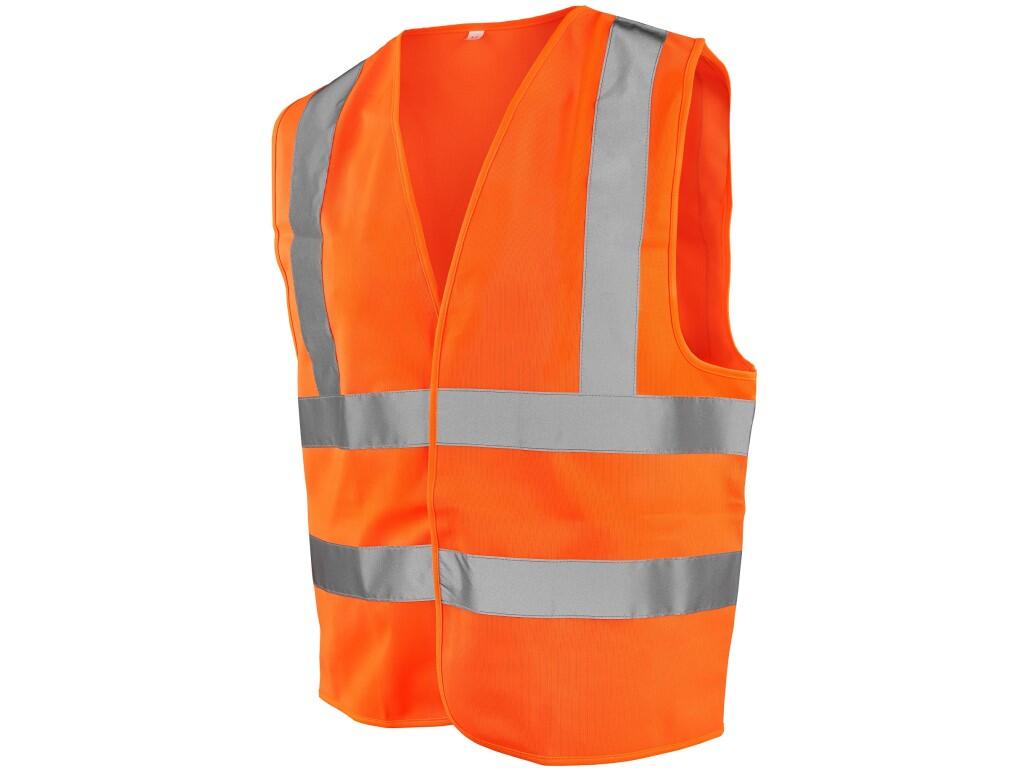 Vest CXS WOKING: High visible vest with horizontal and vertical reflective tapes, velcro closure. Ribbon in vest color.