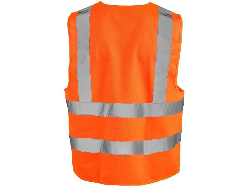 Vest CXS WOKING: High visible vest with horizontal and vertical reflective tapes, velcro closure. Ribbon in vest color.
