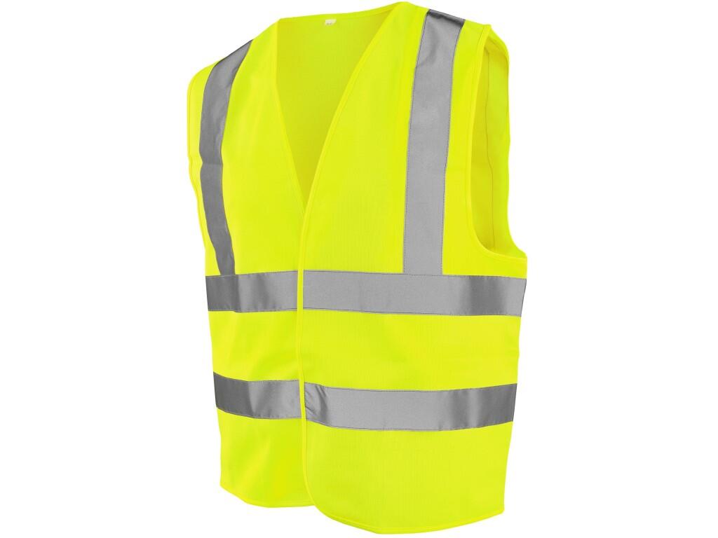 Vest CXS WOKING: High visible vest with horizontal and vertical reflective tapes, velcro closure. Ribbon in vest color.