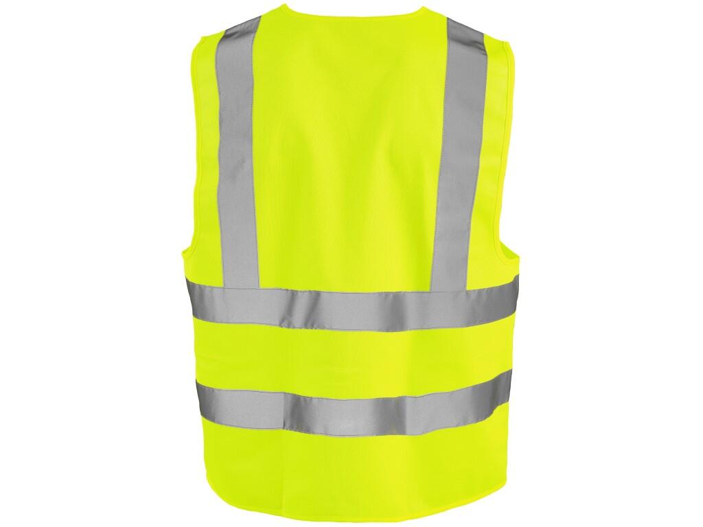 Vest CXS WOKING: High visible vest with horizontal and vertical reflective tapes, velcro closure. Ribbon in vest color.