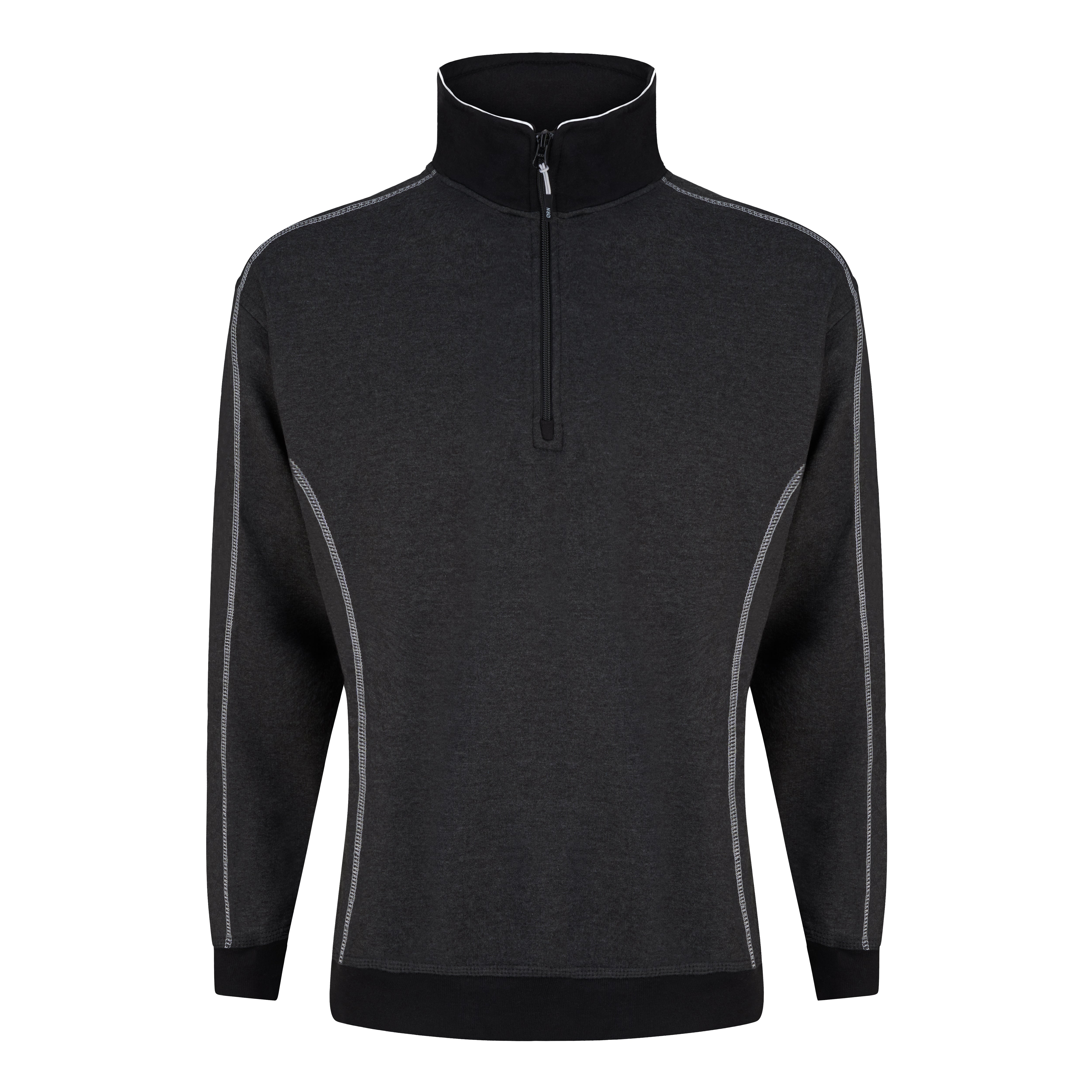 Crane Quarter Zip Sweatshirt Charcoal Melange - Black Front