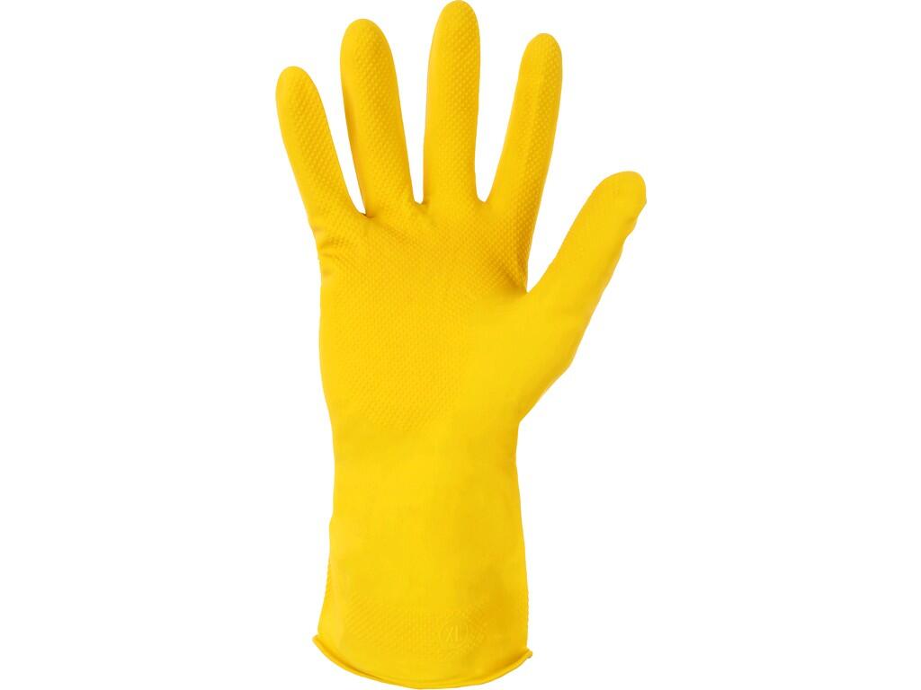 Gloves NINA: Fully coated gloves with cotton flock lining and embossed surface on fingers and palm. Recommended application: garden, cleaning, water supply and sanitation.