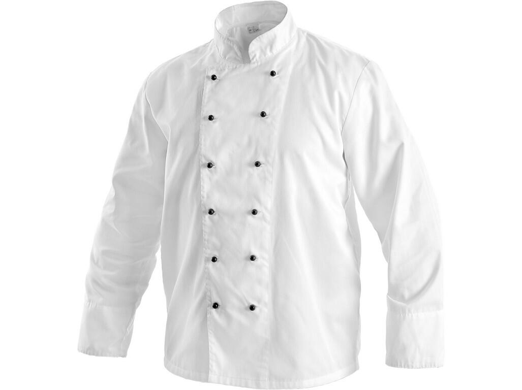 Chef´s jacket RADIM: Chef’s jacket in modern design with banded collar and slit on the sleeve cuff, double row fastening with rondon buttons. Suitable for embroidery and printing.…