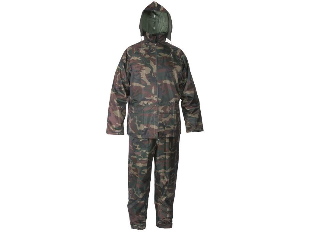 Suit CXS PROFI: Waterproof rain suit with hood in the collar, lower grammage. Zipper fastening, tightening at the bottom, back and underarm ventilation, waist of the trousers to t…