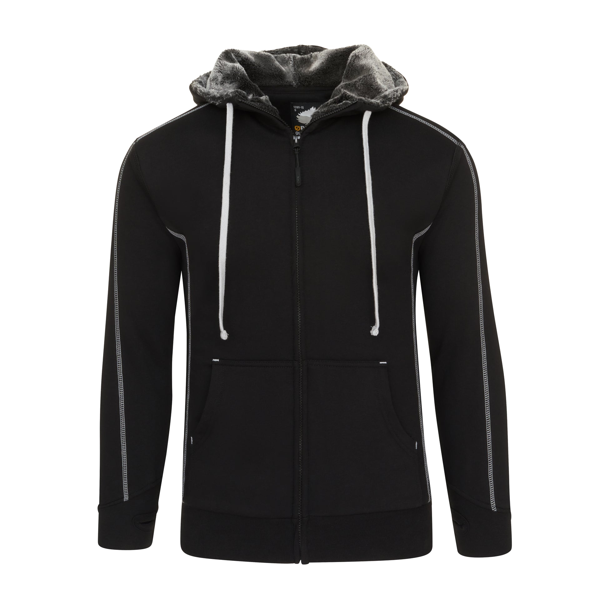 Crane Fur-Lined Hoodie Black Front