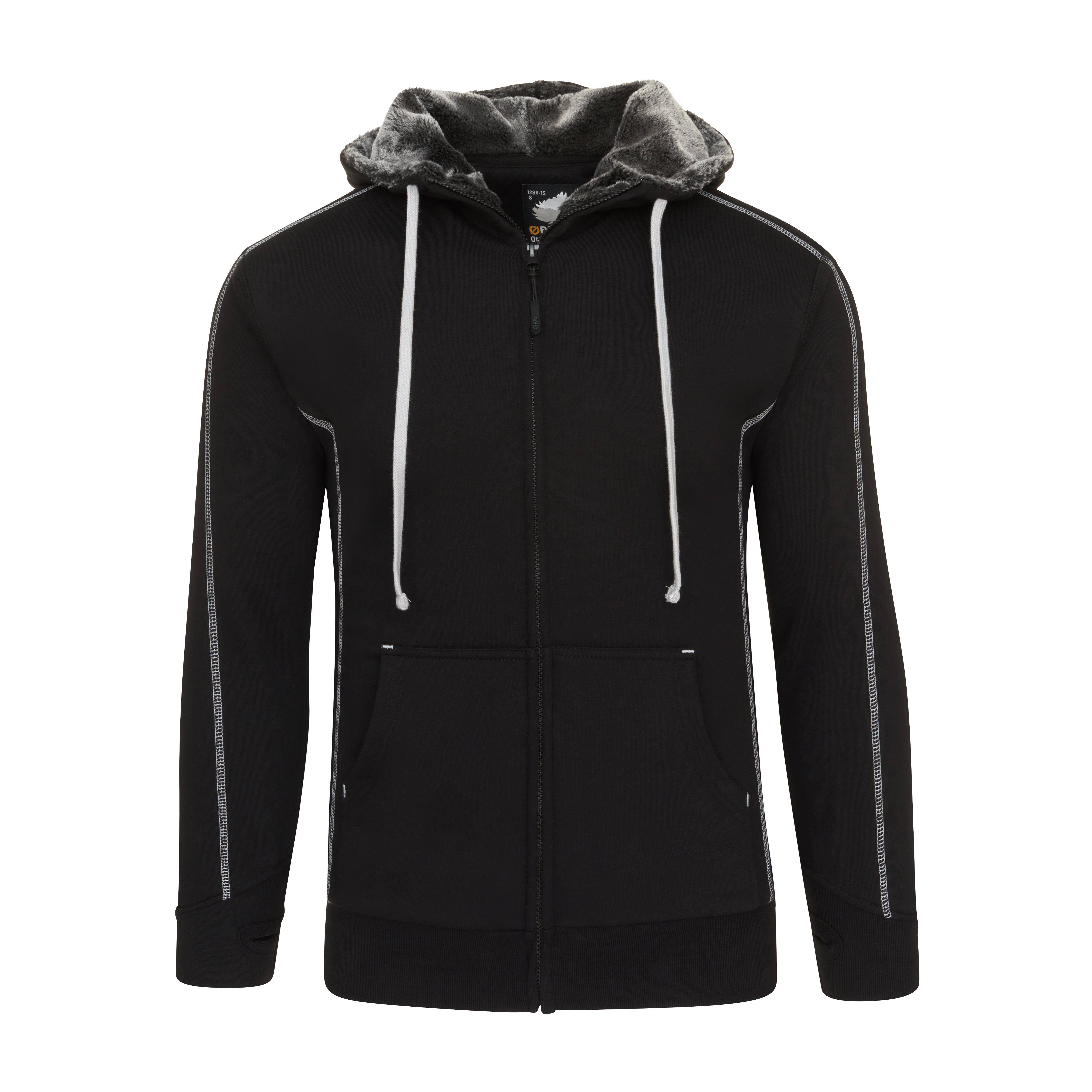 Crane Fur-Lined Hoodie Black Front