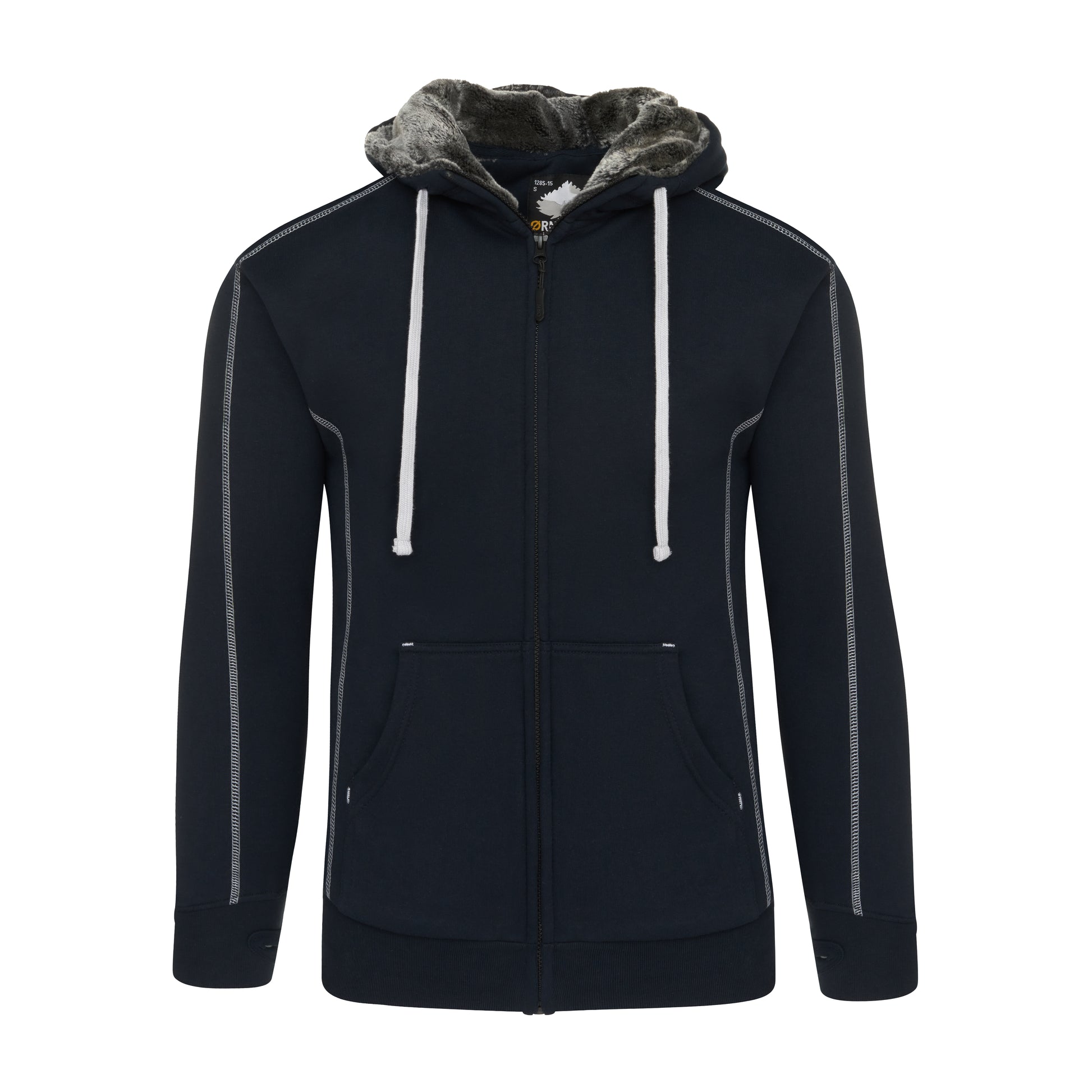Crane Fur-Lined Hoodie Navy Front
