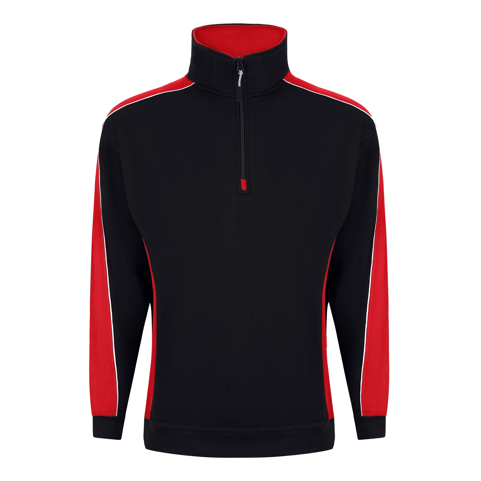 Avocet Quarter Zip Sweatshirt Black - Red Front