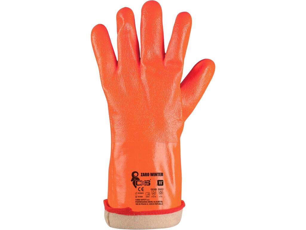 Gloves CXS ZARO WINTER: Winter gloves made of cotton knit, fully covered by PVC layer with polyurethane insole and warm flannel lining. Palm and back crinkled for better grip. Rec…