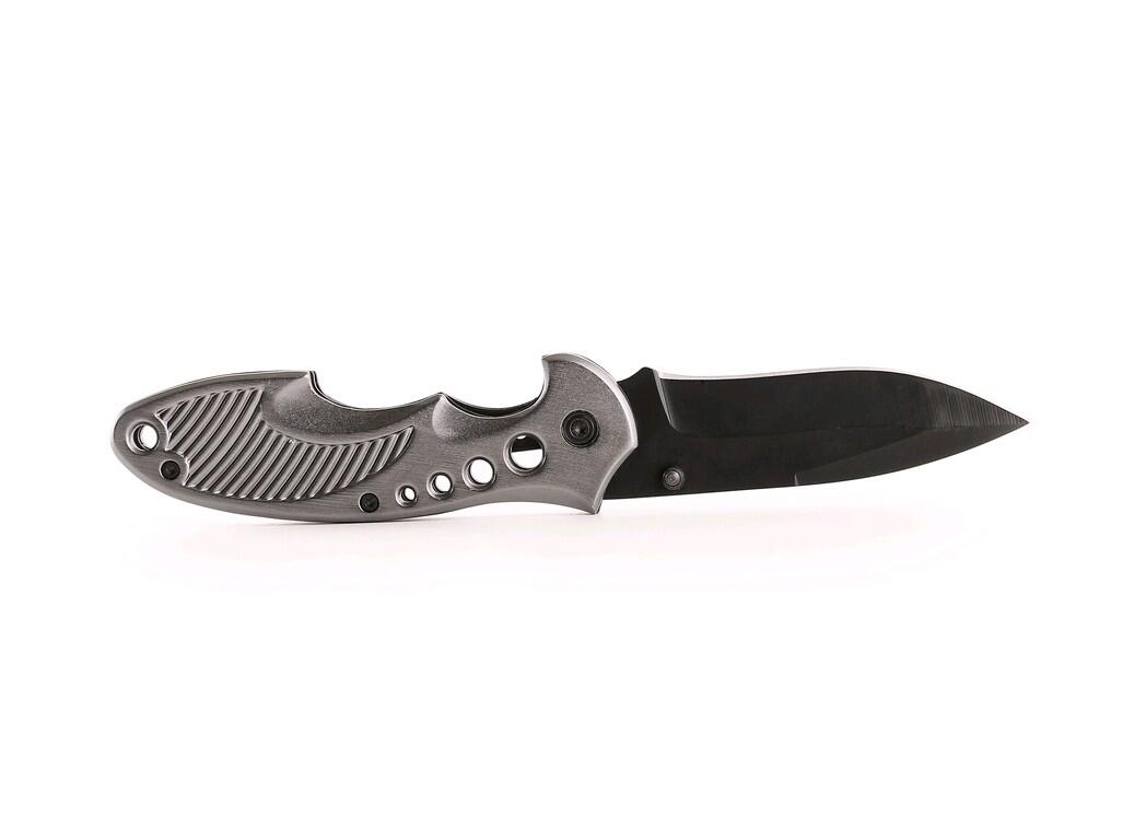 Pocket knife: Material: blade: stainless steel, handle: anodized aluminum. Safety lock. Not suitable for children. Length closed: 117 mm, length overall: 202 mm.