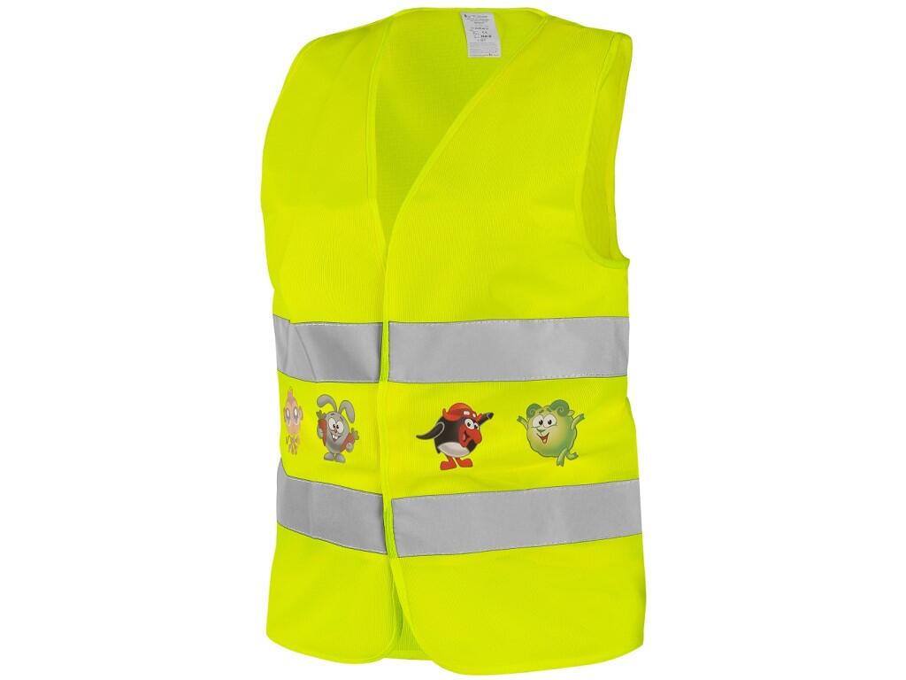 Vest TEDDY: Children’s high visible vest with horizontal reflective tapes, velcro closure.