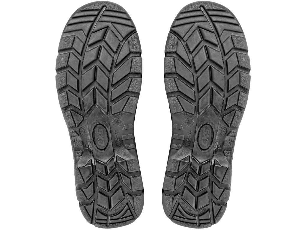 Sandal CXS STONE NEFRIT O1: Sandal, leather, perforated, without steel toe cap, velcro fastening with reflective accessories. Material: 1,6 - 1,8 mm cow split embossed leather upp…