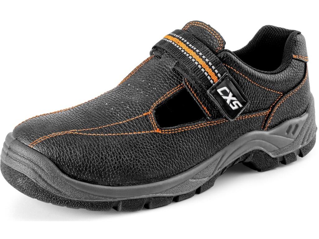 Sandal CXS STONE NEFRIT O1: Sandal, leather, perforated, without steel toe cap, velcro fastening with reflective accessories. Material: 1,6 - 1,8 mm cow split embossed leather upp…